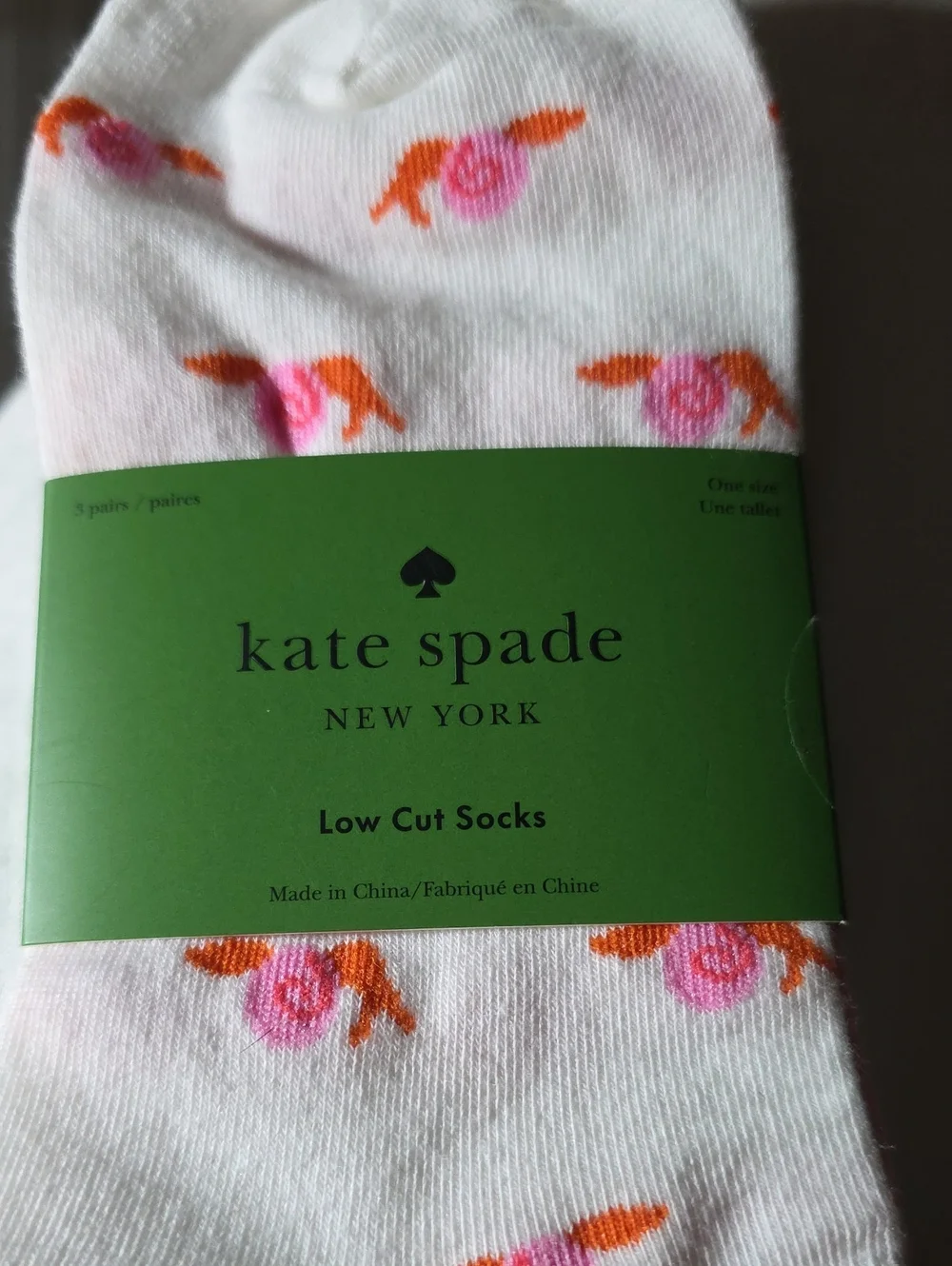 kate spade White Low Cut Socks Snails Print